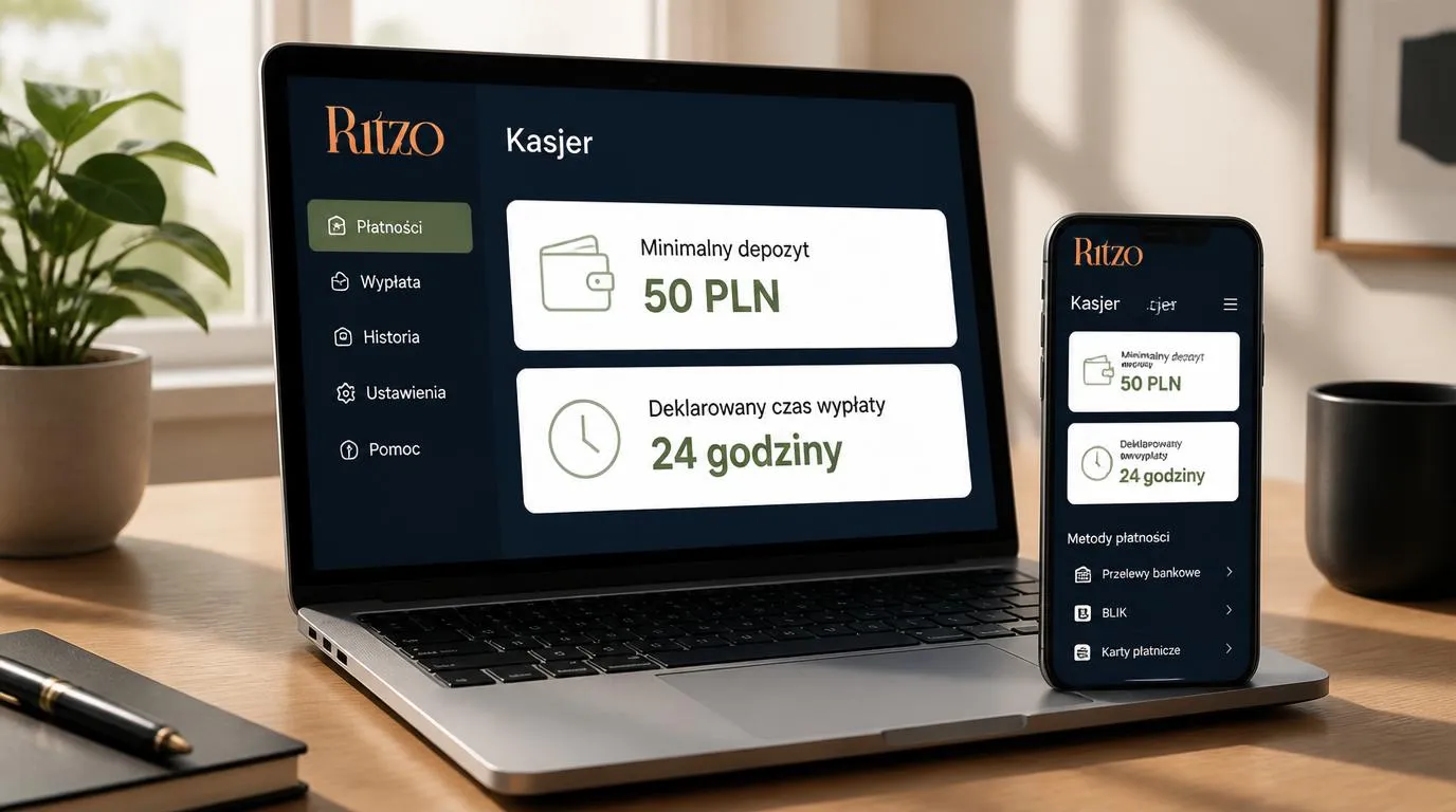 Panel kasjera kasyna z minimalnym depozytem 50 PLN i deklarowanym czasem wypłaty 24 godziny