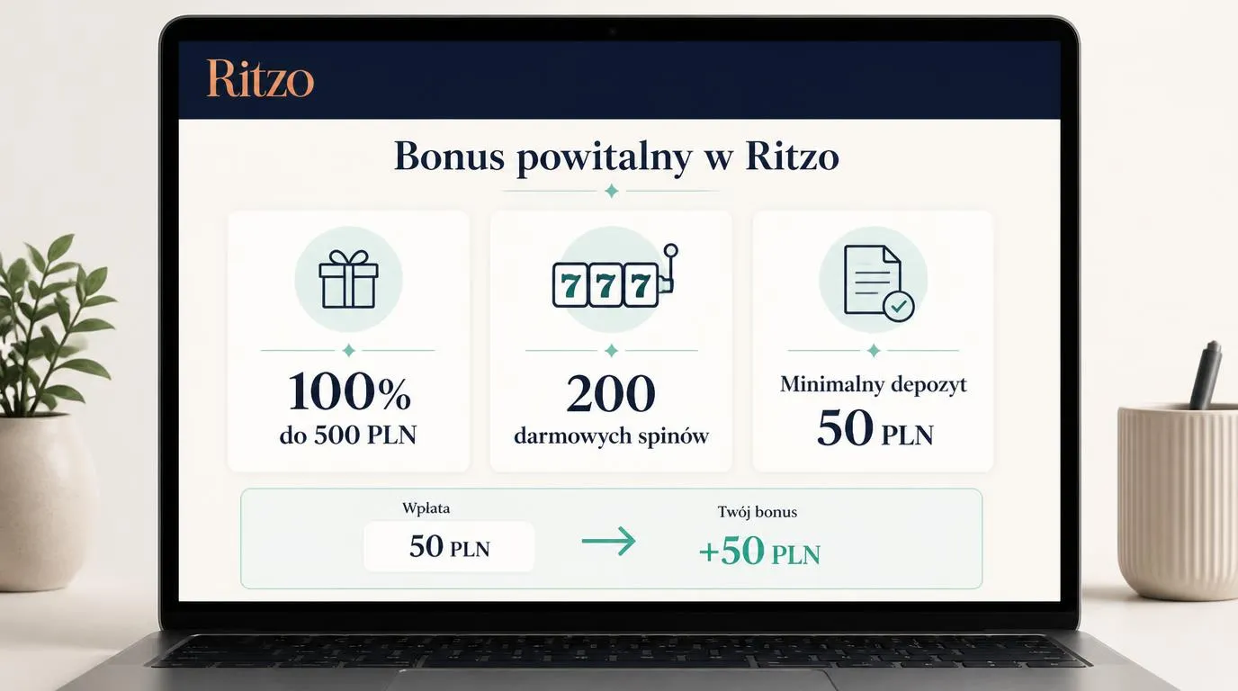 Panel bonusu powitalnego z ofertą 100% do 500 PLN, 200 darmowymi spinami i minimalnym depozytem 50 PLN